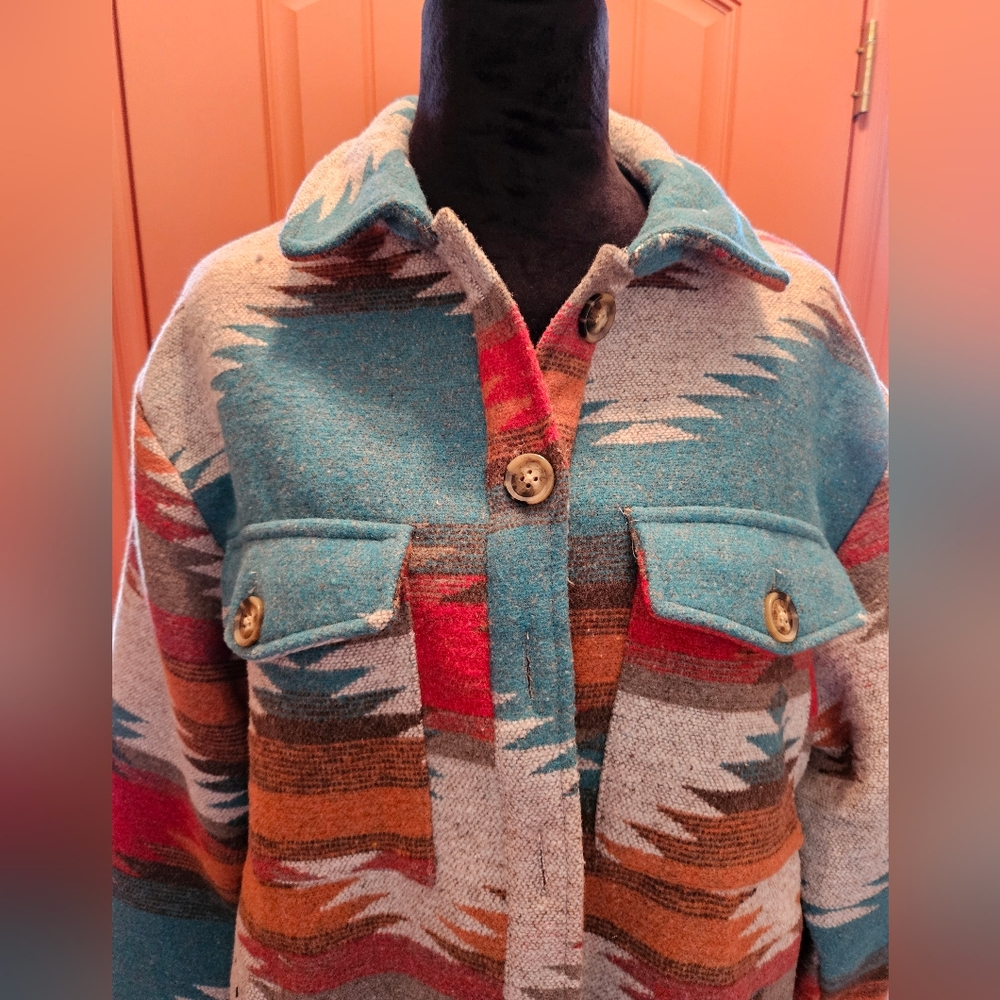 Southwestern Aztec Patterned Jacket - image 2